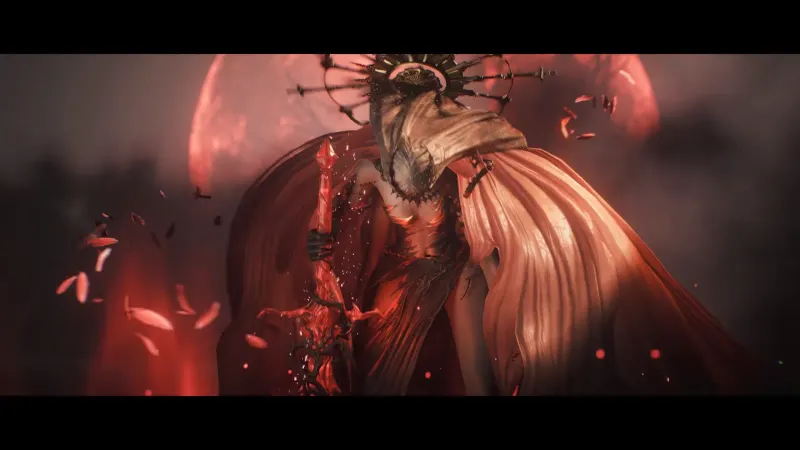 A red-clad female character in official Lord of Mysteries gameplay footage