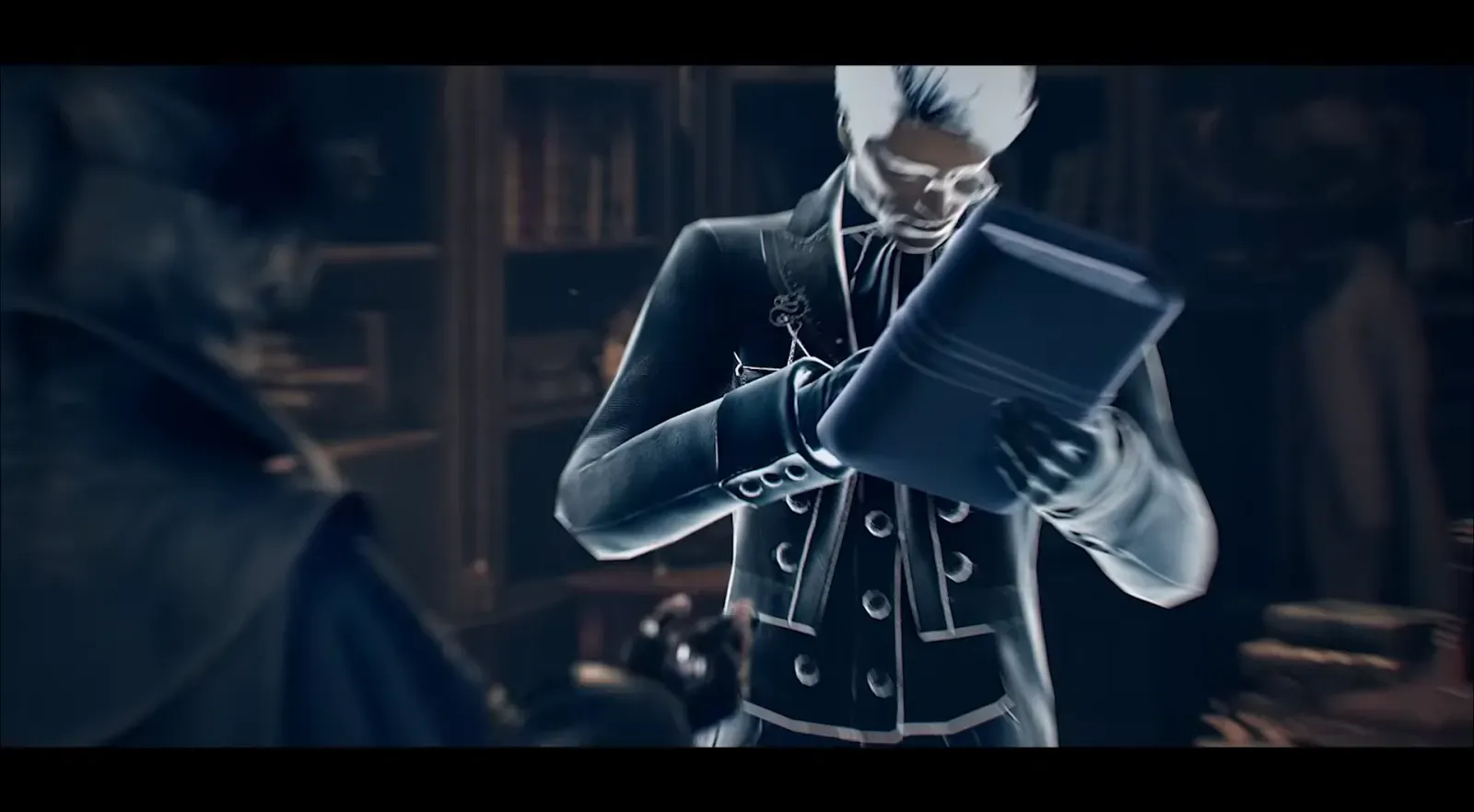 Spirit vision revealing a glowing spectral figure handing over a book
