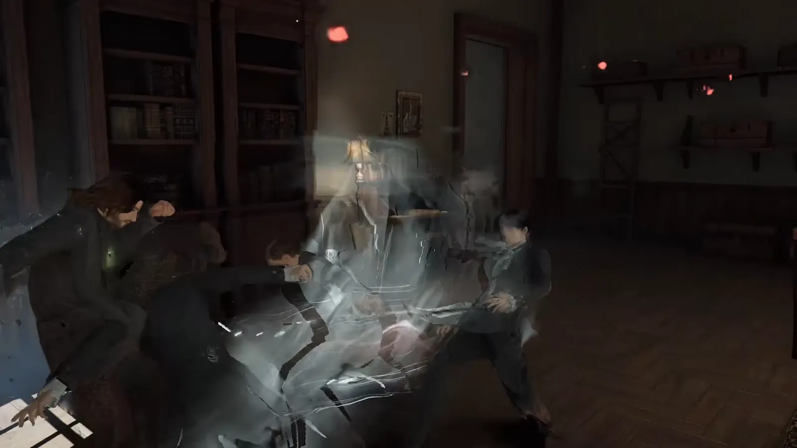 Gunfight against spirits inside a Victorian office