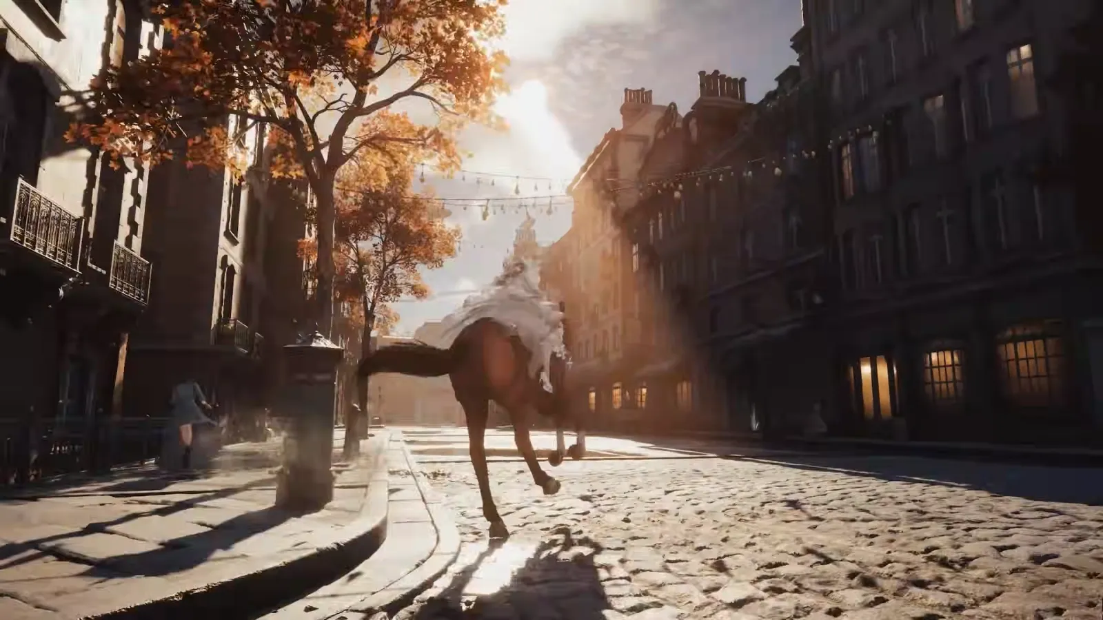 Sunlit street with a horse-drawn carriage